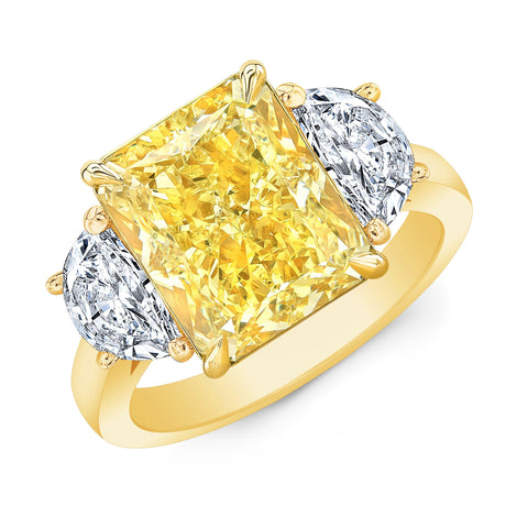 3 Stone Fancy Yellow Ring