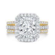 3.10 Ct. Rectangle Halo Radiant Cut Engagement Ring F Color VVS2 GIA Certified