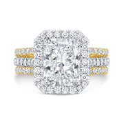 3.90 Ct. Radiant Cut Halo Engagement Ring 3 Shank G Color SI1 GIA Certified
