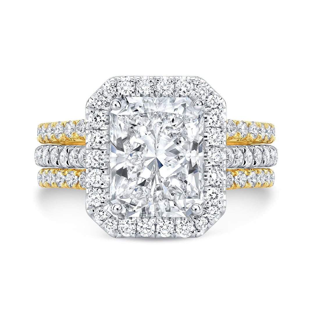 2.60 Ct. Elongated Halo Radiant Cut Diamond Ring F Color VVS1 GIA Certified