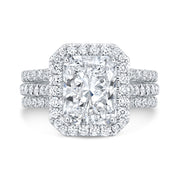 2.90 Ct. Halo Radiant Cut Engagement Ring Split Shank H Color VS2 GIA Certified