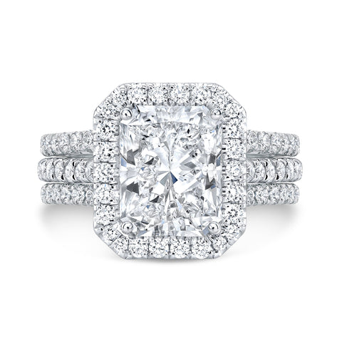 Radiant Cut Halo Engagement Ring Front View