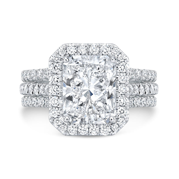 Radiant Cut Halo Engagement Ring Front View