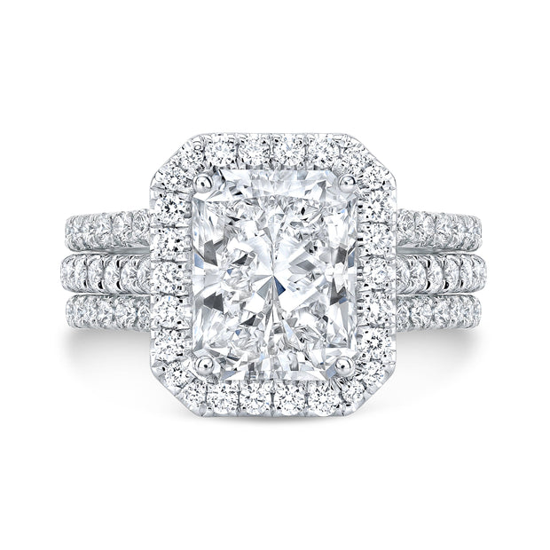 3.20 Ct. Allure Halo Radiant Cut Engagement Ring H Color VS2 GIA Certified