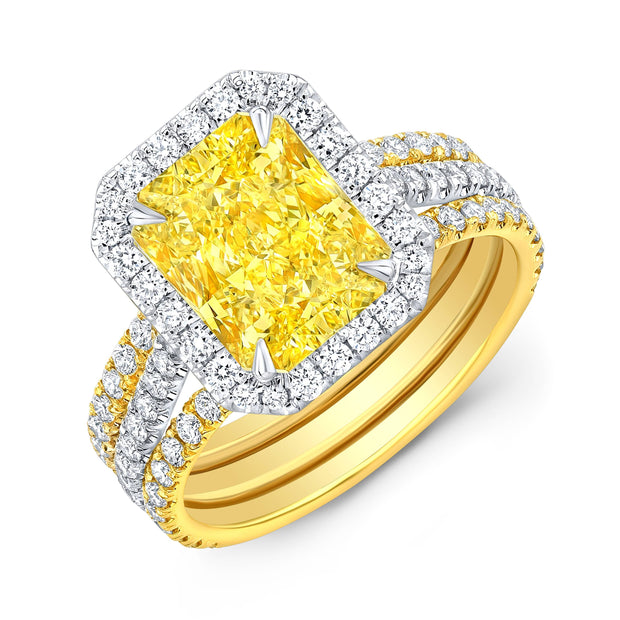 Yellow Radiant Cut Split Shank Diamond Ring