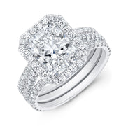 Rectangle Halo Radiant Cut Engagement Ring Split Shank