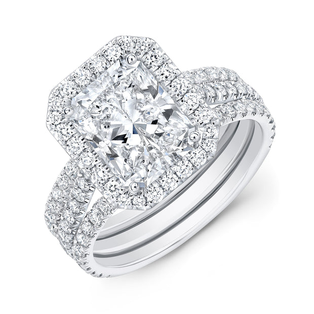 Halo Radiant Cut Split Shank Engagement Ring