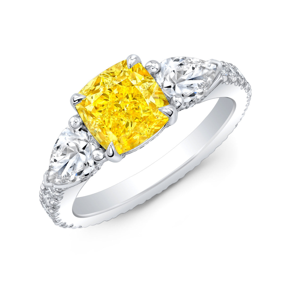 Yellow cushion & pear cut ring eternity