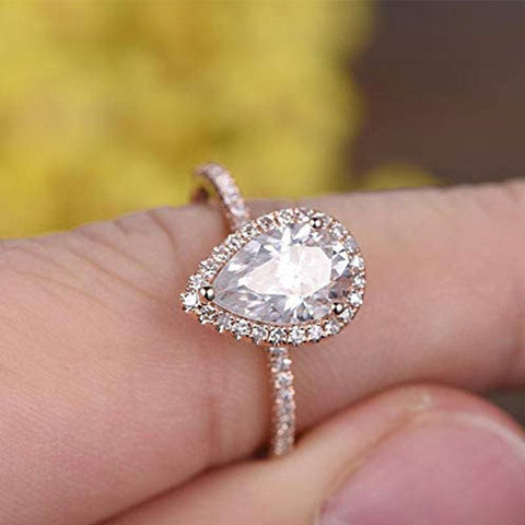 1.85 Ct. Halo Pear Cut Tear Drop Engagement Ring D Color VS2 GIA Certified