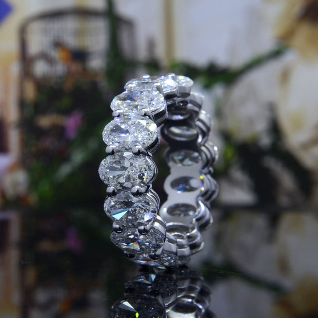 Oval cut natural diamond eternity ring - top view