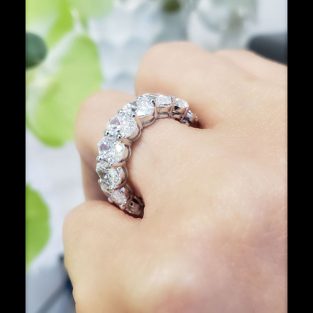 7 Carats Oval Eternity Ring G Color SI1 Clarity