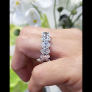 Oval cut natural diamond eternity ring white gold- view from top