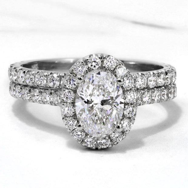 1.70 Ct. Classic Halo Oval Cut Diamond Engagement Ring GIA Certified