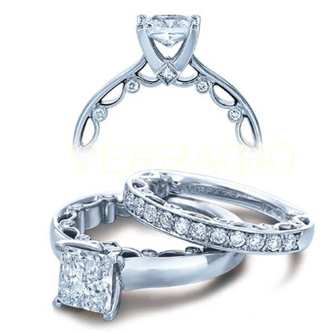 Princess Cut Classic Solitaire Diamond Verragio Paradiso Engagement Ring W/ Bezel