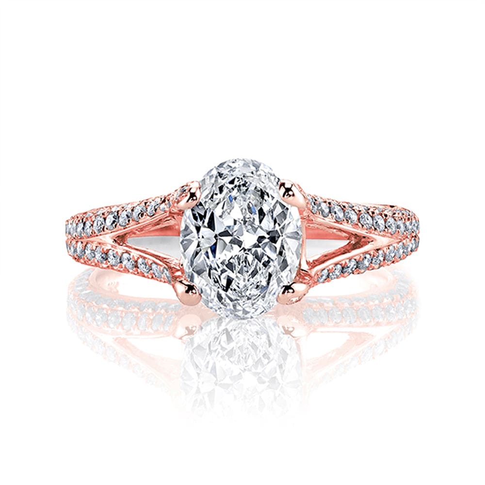 3.50 Ct Split Shank Oval Engagement Ring with Pave Sides H Color VS1 GIA Certified