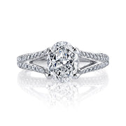 2.00 Ct. Split Shank Oval Engagement Ring with Pave Sides H Color VS1 GIA Certified