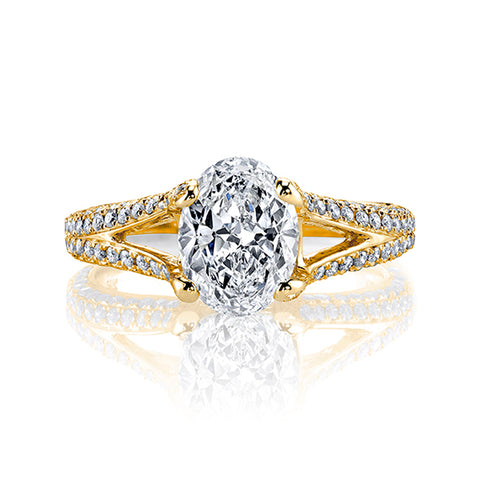 3.00 Ct Split Shank Oval Engagement Ring with Pave Sides G Color VS2 GIA Certified