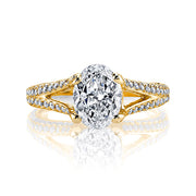 3.50 Ct Split Shank Oval Engagement Ring with Pave Sides G Color VS1 GIA Certified