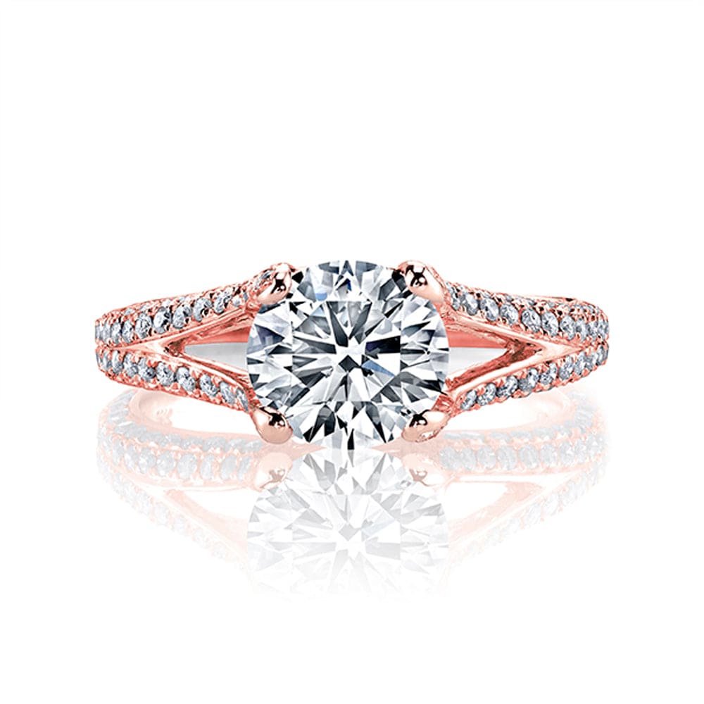 2.30 Ct. Round Split Shank Pave Diamond Ring H Color VS2 GIA Certified 3X