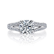 3.10 Ct. Split Shank Pave Engagement ring J Color VS1 GIA Certified 3X
