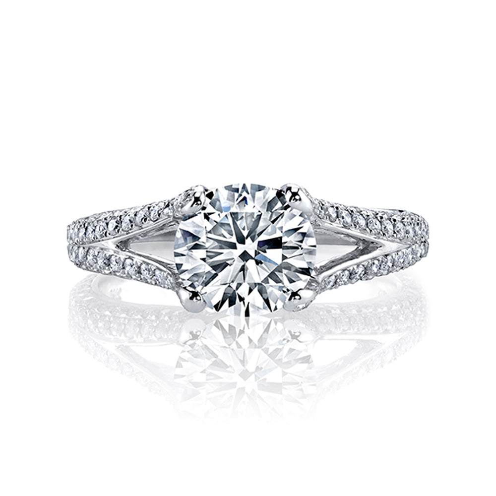 2.30 Ct. Round Split Shank Pave Diamond Ring H Color VS2 GIA Certified 3X
