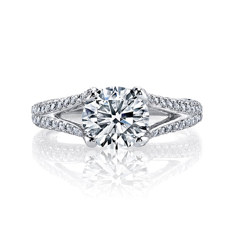 2.30 Ct. Round Split Shank Pave Diamond Ring H Color VS2 GIA Certified 3X