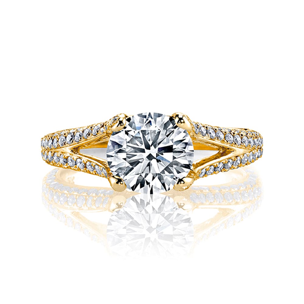 2.30 Ct. Round Split Shank Pave Diamond Ring H Color VS2 GIA Certified 3X