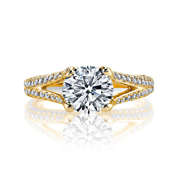 2.30 Ct. Round Split Shank Pave Diamond Ring H Color VS2 GIA Certified 3X