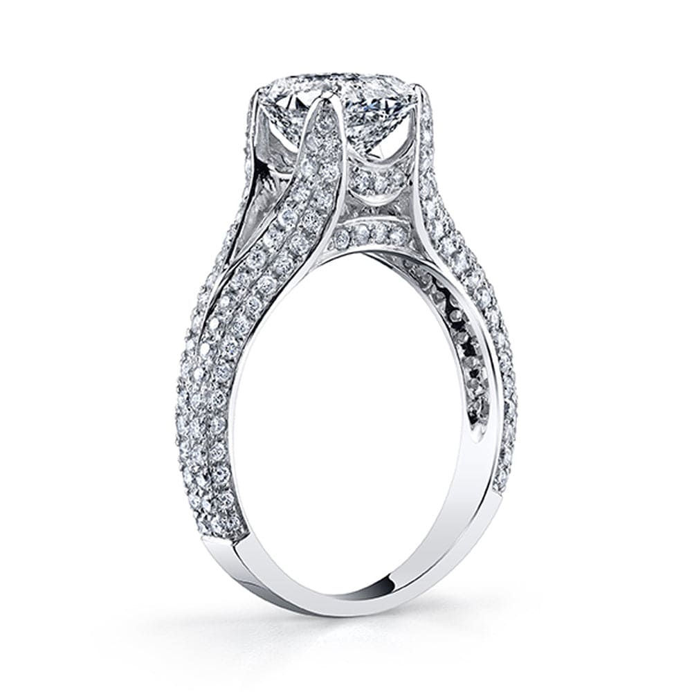 Split shank oval engagement ring side view