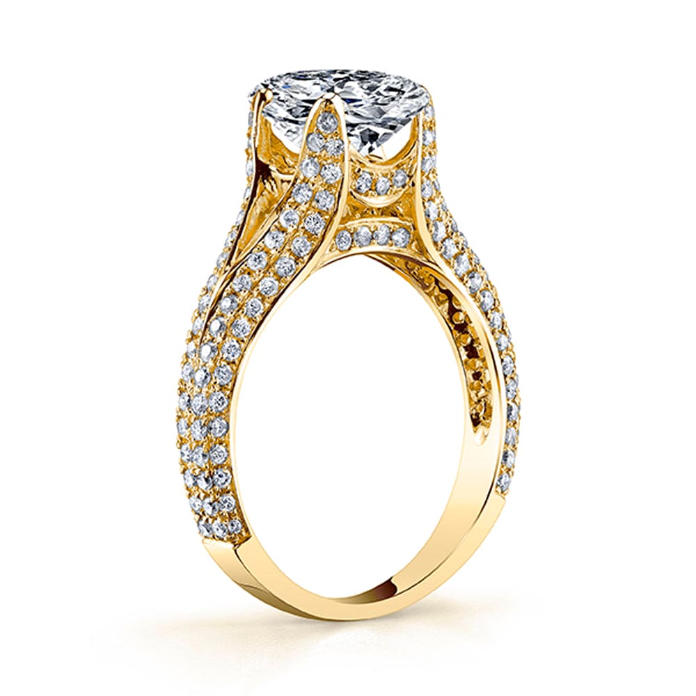 4.00 Ct Split Shank Oval Engagement Ring with Pave Sides H Color VS2 GIA Certified