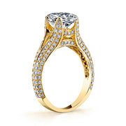 6.00 Ct Split Shank Oval Engagement Ring with Pave Sides K Color SI1 GIA Certified