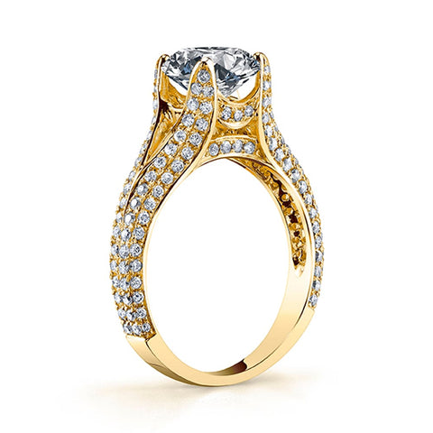 2.60 Ct. Split Shank Pave Diamond ring I Color VS2 GIA Certified 3X