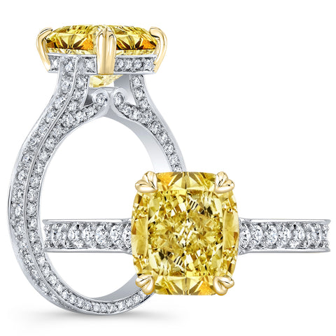 Canary Fancy Yellow Cushion Cut Diamond Engagement Ring