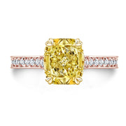 5.25 Ct. Canary Fancy INTENSE Yellow Cushion Hidden Halo Ring VS1 GIA Certified