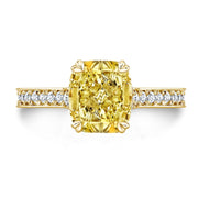 3.75 Ct. Canary Fancy Light Yellow Cushion Pave Engagement Ring VS1 GIA Certified