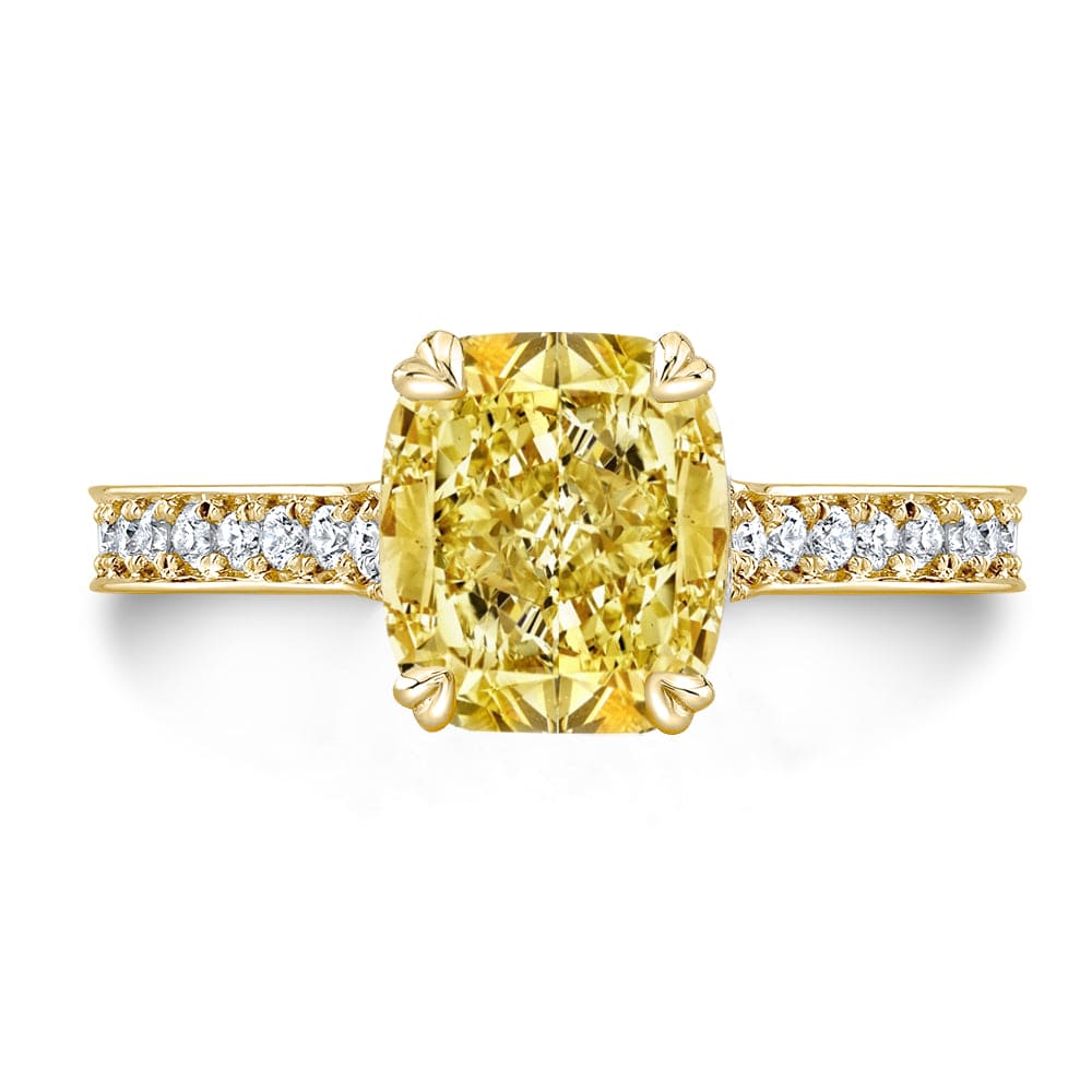 5.25 Ct. Canary Fancy INTENSE Yellow Cushion Hidden Halo Ring VS1 GIA Certified