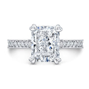 Rectangle Radiant Hidden Halo Engagement Ring