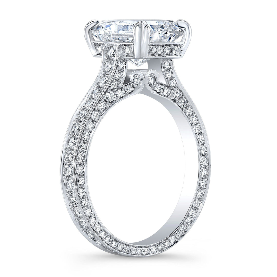 Hidden Halo Radiant Cut Engagement Ring Profile View