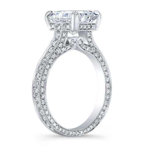 Rectangle Radiant Hidden Halo Engagement Ring Side Profile