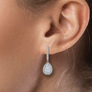 1.54 ct. Pear Drop Halo Dangling Earrings