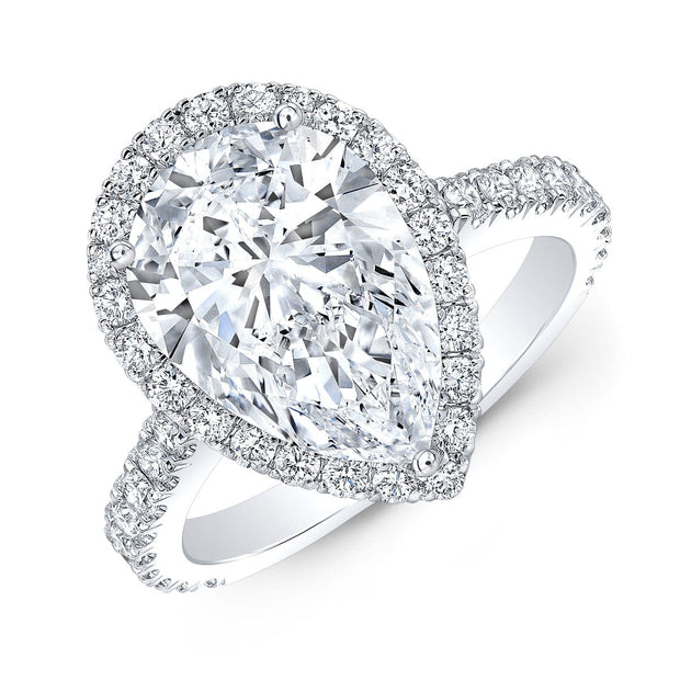 Pear Halo Cathedral Engagement Ring