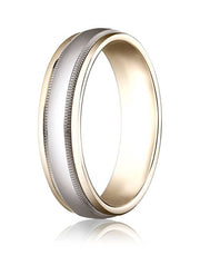 14k Two-Toned 6mm Comfort-Fit High Polished Carved Design Band with Milgrain - CF15601314k