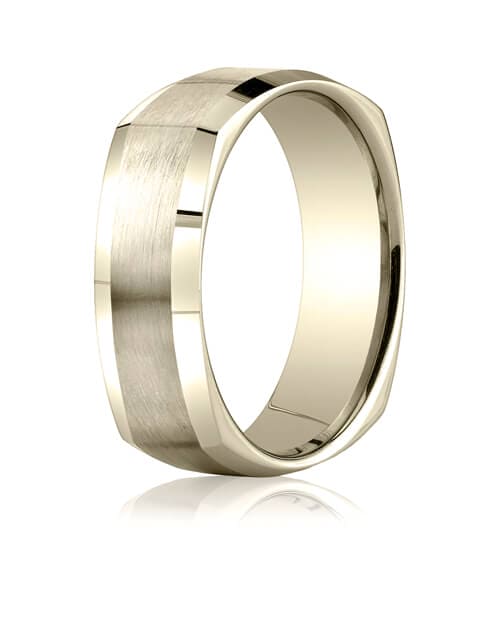 14k white gold 7mm comfort fit satin finished four sided carved design band   cf8760014kw