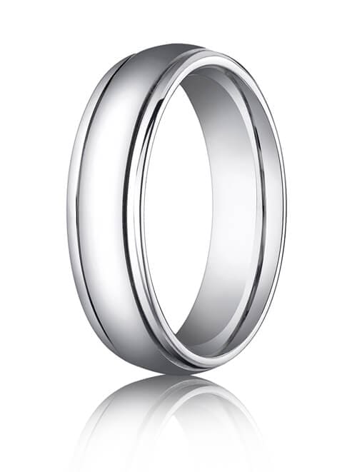 14k all white gold 6mm comfort fit high polished carved design band   cfw1560814k