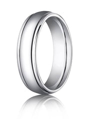 14k All White Gold 6mm Comfort-Fit High Polished Carved Design Band - CFW1560814k