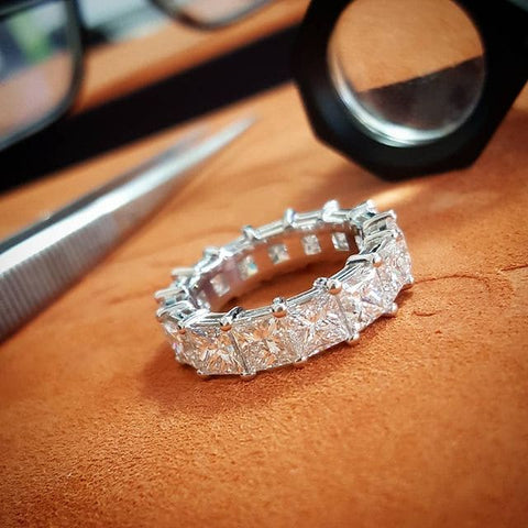Eternity ring square cut diamonds sale