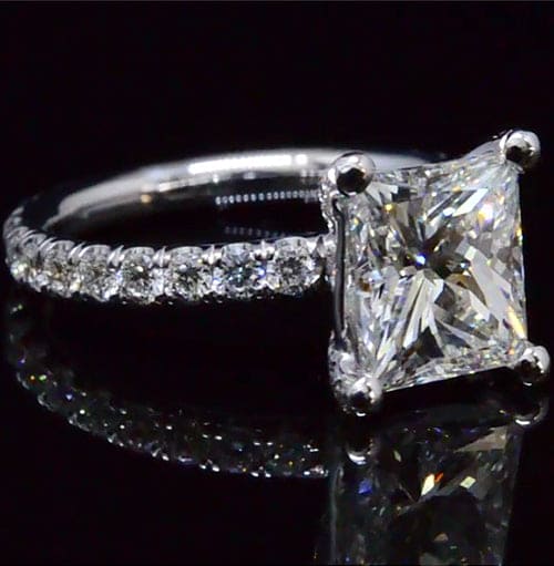 2.80 Ct. Princess Cut Engagement Set G Color VS2 GIA Certified