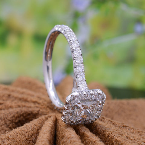 1.60 ct. Princess Cut Halo Engagement Ring G Color VVS2 GIA Certified