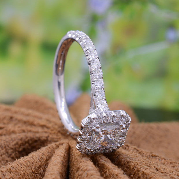 1.60 ct. Princess Cut Halo Engagement Ring G Color VVS2 GIA Certified