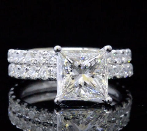 Princess Cut Diamond Ring with Matching Band